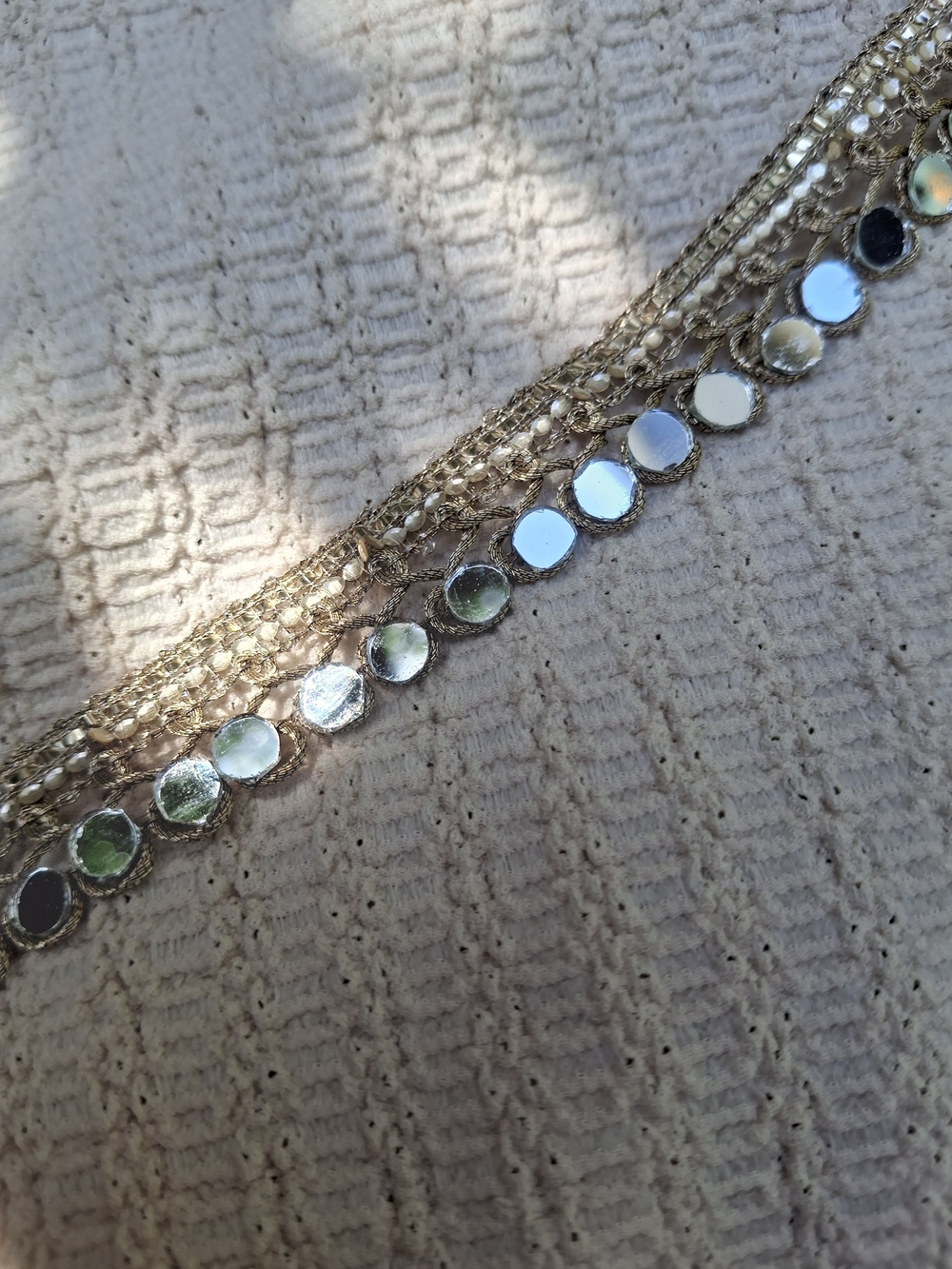 Handmade Gold Silver Boho Mirror Sequin Layered Choker Necklace Festival Party - Picture 5 of 8